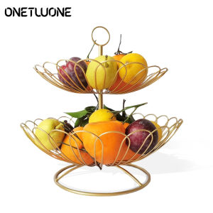 Onetwone ชั้นวางขนมของหวานถาดใส่ขนมชั้นวางผลไม้ทําจากโลหะสําหรับวางโชว์ของตกแต่งเค้กชั้นวางขนม2ชั้นถอดออกได้