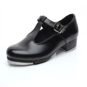 Sound Well Tap Dance Shoes For Kids Girls Women T Shaped Patent Leather Jazz Step Dance Shoes Clogging Shoe Teenagers Size 26-42