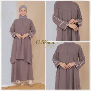 Anahira Set Rok Tunik syari Muslim Wanita One Set Tunik Melayu Crinkle Airflow Size M L XL XXL