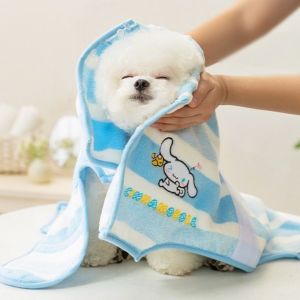 HEFEI แห้งเร็ว ชุดคลุมอาบน้ำสำหรับสัตว์เลี้ยง การ์ตูน ดูดซับได้ ชุดคลุมสำหรับกรูมมิ่งสัตว์เลี้ยง น่ารัก กำมะหยี่ ผ้าขนหนูอาบน้ำสำหรับแมว บริการดูแลสัตว์เลี้ยง