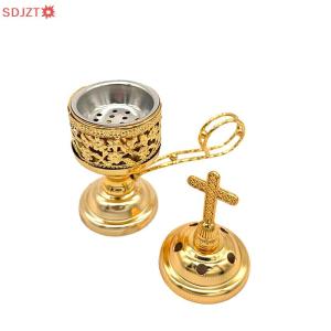 🚚【Local Express Delivery】🚚 Vintage Metal Cross Incense Indoor Sandalwood Hollow Charcoal Incense Ornament Home Church Decoration