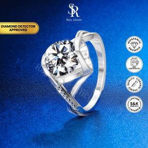 RoyStone - Cincin Wanita Moissanite Sertifikat GRA Original Lapis Emas - Solitaire Ring