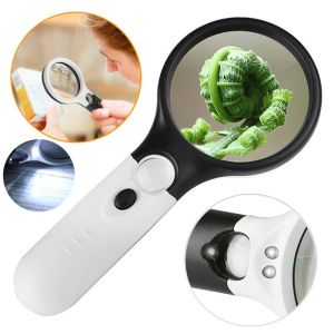 2in1 Magnifier Gelas Kaca Pembesar Dengan Lampu 3 LED Loop Magnifying Untuk Membaca dan Perhiasan