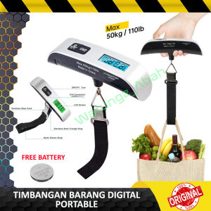 TIMBANGAN ALAT UKUR PENGUKUR BERAT BARANG PAKET KOPER TAS BAGASI CABIN KABIN PESAWAT LAUNDRY SAYUR DAGING IKAN GANTUNG OTOMATIS TRAVEL BAG PORTABLE ELECTRONIC DIGITAL LUGGAGE HANGING WEIGHT SCALE KAPASITAS BERAT 50KG 50 KG 50 KILO KUAT MURAH SERBAGUNA