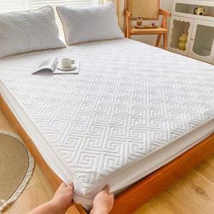 Mattress Cover Quilted Cotton Mattress Pad Fitted Bed Sheet Mattress Protector Garterized Design Bed Cover