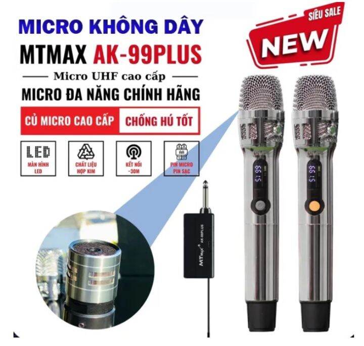 Micro Không Dây Đa Năng MTMAX AK99Plus, Triệt Tiếng Hú, Bắt Sóng ...