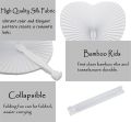 60 Pcs White Paper Fans, Folding Handheld Fans for Wedding, Round Shaped Paper Fans with Plastic Handle for Birthday Party.(Heart). 