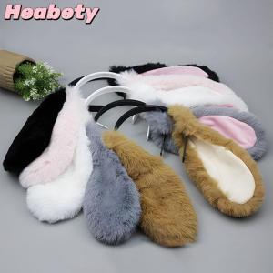Heabety Cute Bunny Ears Headband Plush Rabbit Hair Hoop Headwear Cosplay Costume Hair Accessories For Adults Party
