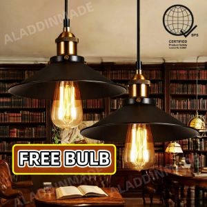 【Free Bulb】Vintage Retro Pendant Light Hanging Light Drop Light Hanging Lamp For Ceiling Industrial Ceiling Light Modern Design Bar Light Dining Ceiling Lamp Chandelier Light Metal Lamps E27 Base Lights For Living Room Home Kitchen Restaurants Bookstore