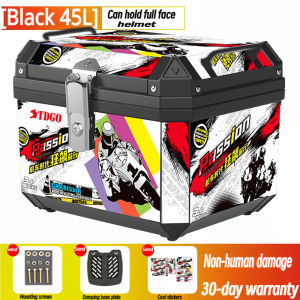 Motosikal TOP BOX BELAKANG MOTOR TANKER 45L ALUMINIUM STAINLESS STEEL LOCK ABS BLACK 尾箱
