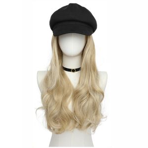 KANNERT Tóc giả Tóc giả có mũ bát giác có thể tháo rời Bông xù 22 inch Tóc giả mũ họa sĩ sóng lớn Thời trang Chịu nhiệt Tóc giả dài xoăn chất liệu tổng hợp kiểu tóc dày. Phụ nữ các bạn gái.