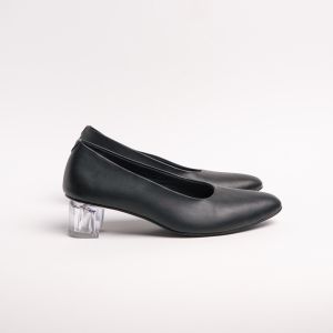 Zavatu Sepatu Pantofel Wanita Hak Kaca 5cm Big Size Jumbo 41 42 43 44 45 ZVT 226 Hitam