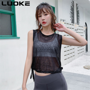 Luoke New Sleeveless Fashion Sports Vest Womens Running Yoga Loose Top T-shirt Sports Wear for Women Workout