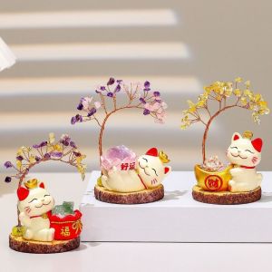 CHAOSON หินกรวดหลากสี ต้นไม้คริสตัล คริสตัลธรรมชาติ ต้นไม้แห่งโชคลาภ ออกแบบสร้างสรรค์ ต้นไม้พลังงาน ของตกแต่งบ้าน