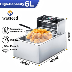 Commercial Electric Fryer 12 Liter black titanium steel Double fryer Capacity 2 Tank 2.5+2.5 kW 60-200 Celsius