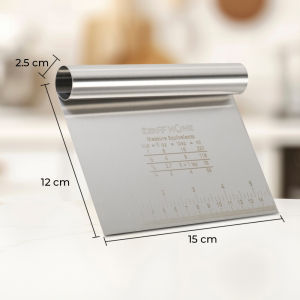 Spatula Scraper Kape Kue Tart Pizza Cutter Stainless Steel dengan Penggaris Cm dan Inch - Cream Alat - Kitchenware