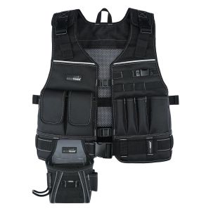 Tool Vest for Men with Pouches and Belt Adjustable Multi-Pocket Safety Tool Vest for Electrician Carpenter