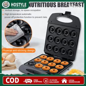 12-Hole Electric Doughnut Maker Double-Sided Heating for Holiday/Breakfast/Snack