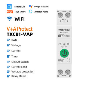 63A TUYA WIFI Smart Switch 1P Circuit Breaker Energy Meter KWh Power Metering Timer Relay MCB Smart Life voltage current protector