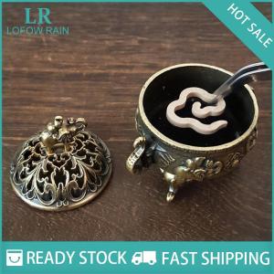 LF Wholesale✨Flash Sale ✨ ที่จุดธูปโลหะลายช้างนำโชคที่ใส่ธูปชามธูปพร้อมที่จับโยคะทำสมาธิของตกแต่งบ้านโบราณ