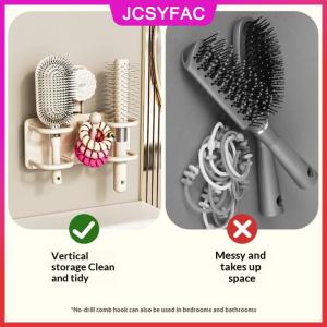 JCSYFAC Treo tường Lược lưu trữ Giá Hút cốc phòng tắm tóc Tie chủ không có khoan cần thiết hairband chủ nhựa tổ chức