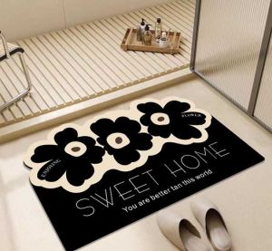 Elegant Microfiber Non-Slip Bath Mat with Cartoon/Animal/Leaf Designs Absorbent Door Mat for Bathroom and Living Room (40*60cm)