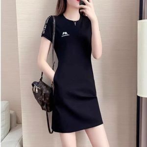 Summer Style Simple Large Size Loose Casual Slimmer Look Fashion Mid-Length Short-Sleeved Women Cover Belly Dress