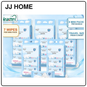 【JJ HOME】 【4/8Packs】心相印Hearttex Pocket Wet Toilet Paper 7 Wipes Mini Moist Tissue for Travel Personal Cleansing