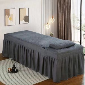 1pcs Solid Beauty Salon Bedskirt ONLY for Salon Massage Table Bed Sheet Bedspread SPA Beauty Bed Sheet Full Cover with Hole lashbed cover Bed cover spa facial bed covereyelash bed with bedsheet