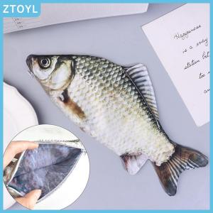 ZTOYL Crucian Carp Pen Bag Realistic Fish Shape Make-up Pouch Pen Pencil Case With Zipper Back To School Pencil Pouch Pencil Bag