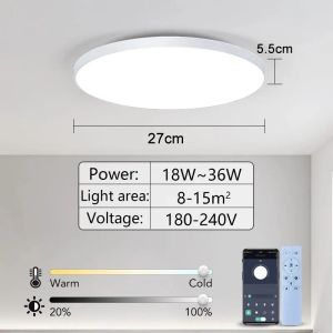 Smart Led Ceiling Lamp 36W 50W 220V Dimmable Modern Led Ceiling Lights With APP Remote Control For Bedroom Living Room
