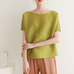 ✺ 2953 One Size Summer Pleated Simple Fresh Casual Style Loose High-End T-Shirt