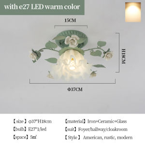 Meiyuan Korean style countryside light ceiling light rose iron flower and grass light entrance hallway balcony light homestay ceiling light