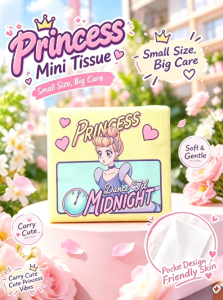 disney Princess Printed Portable Tissue 4-Ply Thick Facial Paper 1 pack Pocket Tissue 120 pcs