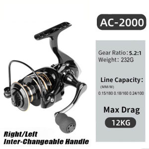 CORALOV DEUKIO Reel Pancing Full Besi Ril Pancing Reel Pancing AC2000-AC7000 Alat Pancing Mini Reel Pancing 12KG Maksimum Tarikan 5.2:1 Kecepatan Tinggi Kumparan Logam Ikan Mas SHIMANO Reel Pancing Air Asin Reel Pancing untuk Putaran COD