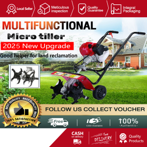 Agricultural Garden Gasoline Small Rotary Cultivator Outdoor Multi-Function Soil Turning Trenching Walking Wheel Lawn Mower Two-Stroke Micro-Tiller plowing soil turning and rotary tiller wasteland reclamation (Full Set)