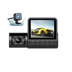 BESTIT HD 1080P Car Mini Dashcam Front and Rear Inside 3-Len Vehicle Dash Cam Mini Black Driving Recorder for Car