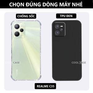 Ốp lưng TPU đen Realme C35 cạnh vuông bảo vệ máy toàn diện-Cool Case