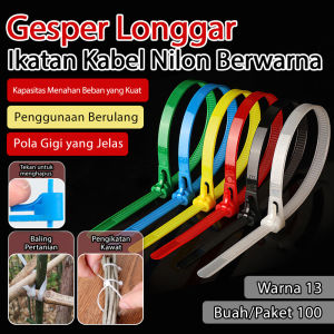 Ikatan kabel nilon yang dapat digunakan kembali dengan pengencang jepret untuk ikatan kabel yang dapat digunakan kembali dalam warna hitam dan putih dengan gesper plastik