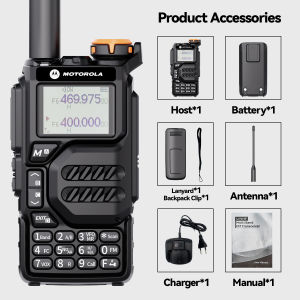 MOTOROLA Walkie Talkie X8 10W IP54 Waterproof Two Way Radio DualBand 136-174/350-390/400-520MHz Ham Radios 10KM CE Proof walkie talkie long range 20KM 2 way radio 200 channel 5500MAH Battery motorola official store