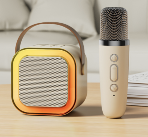 K12 Mini Portable Karaoke Bluetooth Speaker With Dual Microphone Audio Integrated Microphone Home Karaoke Home Wireless Bluetooth Speaker Karaoke Set With RGB Light Mini Videoke Machine With Echo And Vocal Cut