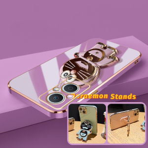 Casing Ponsel untuk OPPO Reno 7z 5G A96 Reno7 Lite F21 Pro F21s Pro 5G Reno 8 Lite Reno 8Z Case silikon pelapis casing ponsel pola HP Doraemon berkilau penutup softcase pelindung anti kesing guncangan pembungkus penuh Phone Stands