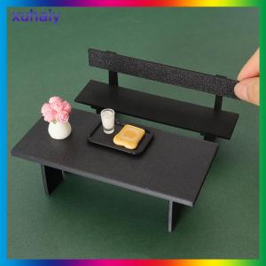 xuhaiy บ้านตุ๊กตา1ชิ้นโต๊ะและเก้าอี้สีดำอุปกรณ์ประกอบฉากเฟอร์นิเจอร์ตกแต่งบ้านตุ๊กตา