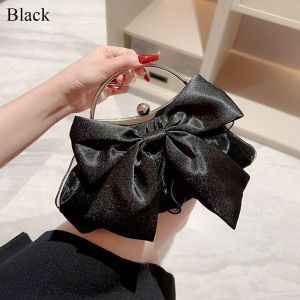 MISSUP Chain Bowknot Evening Bag Gold Bright Silk Banquet Clutch Fashion Shoulder Bags Women Female