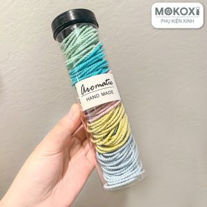 Hộp 100 dây cột tóc xoắn cao su phong cách Hàn Quốc (D1)
