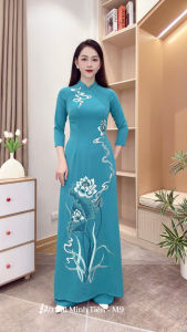 Áo Dài Lụa Mỹ Cao Cấp Họa Tiết Thêu Thủ Công Tỉ Mỉ - Mã M9