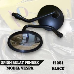 Kaca Spion Klasik Hitam Crome Vespa Mini Pendek Msx Universal Motor Honda dan Yamaha