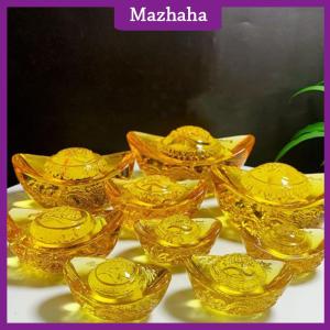 Mazhaha Chinese Style Citrine Ingot Glass Colored Glaze Wealth Money Craft