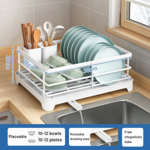 Hi-Q Home Dish Drainer Rack Stainless Bowl Holder Automatic Dish Drying Rack Metal Rack for Kitchen