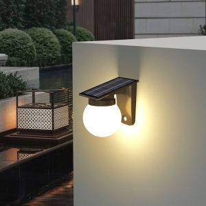SXH  New Solar Wall Lamp Outdoor Waterproof Courtyard Landscape Villa Garden Decorative Globe Ball Decorative Light